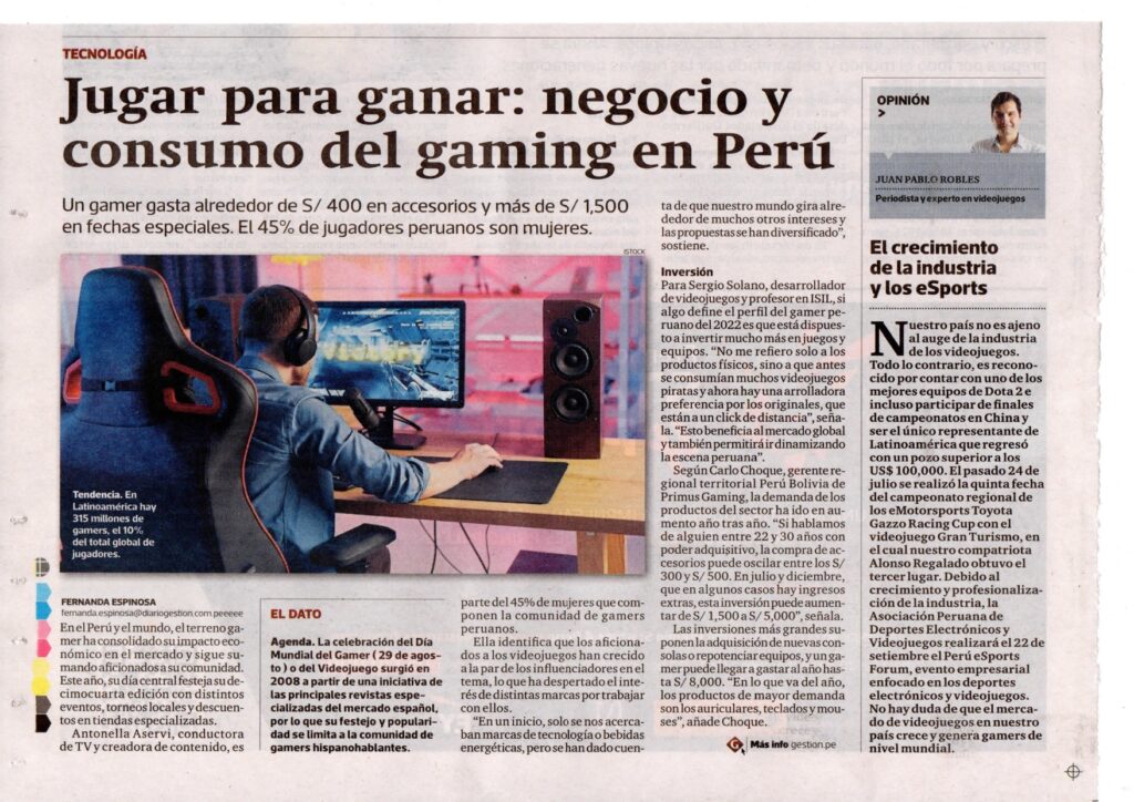 Jugar para ganar: negocio y consumo del gaming en Perú