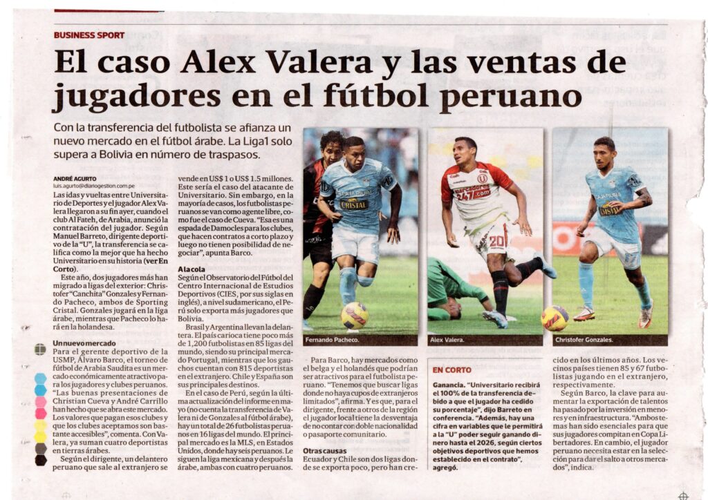 El Caso Alex Valera y las ventas de jugadores en el fútbol peruano